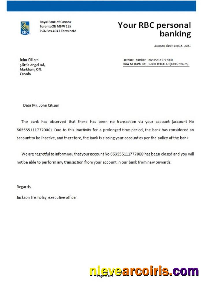 Canada RBC closure reference